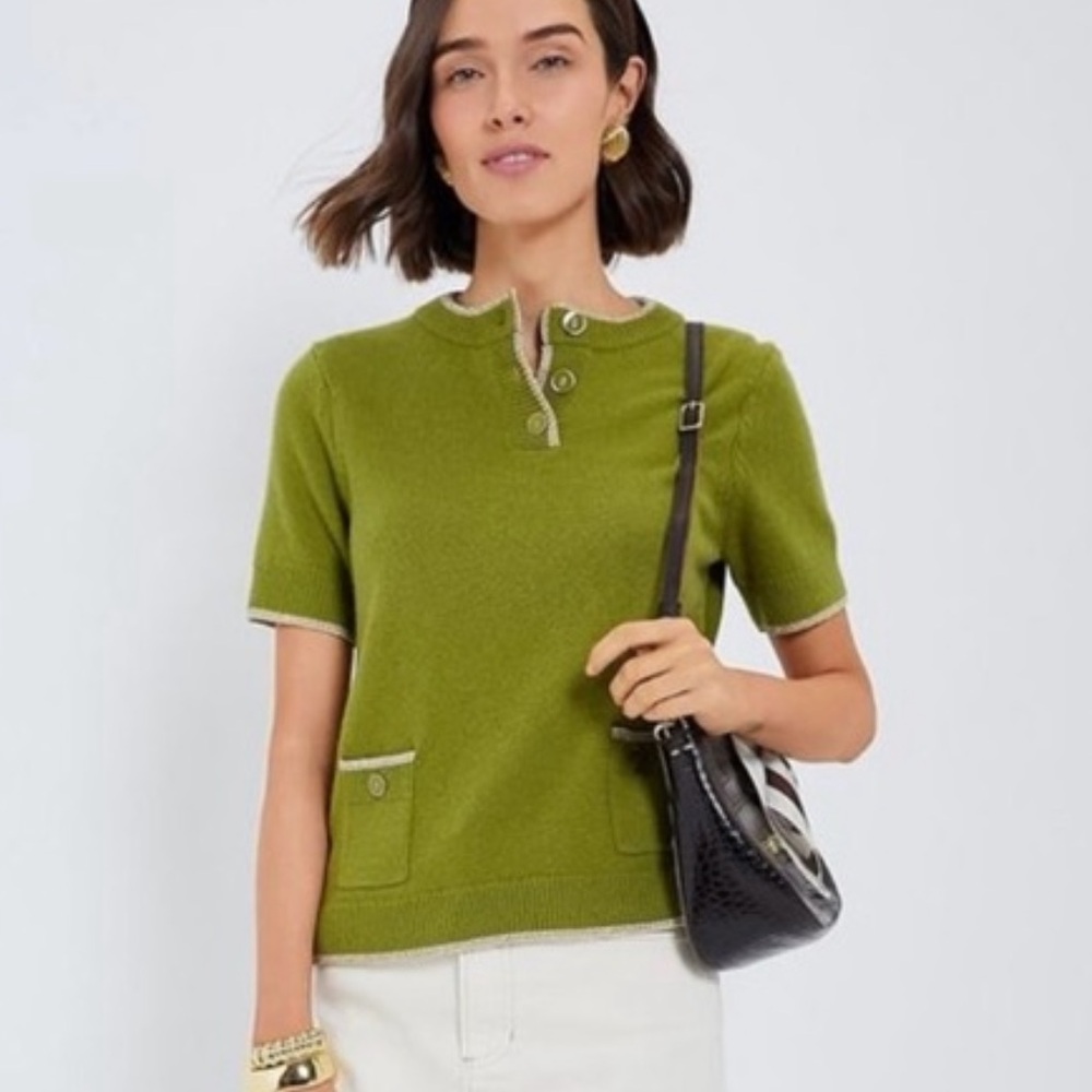Tuckernuck Robbie Green Short Sleeve Wool Sweater - Size XS